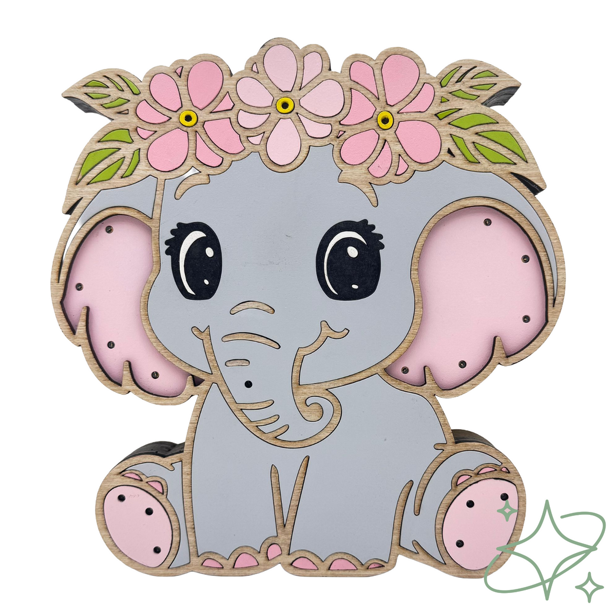 Lampe Éléphant Flor LED - Veilleuse de Crèche en MDF - AllCraftLab