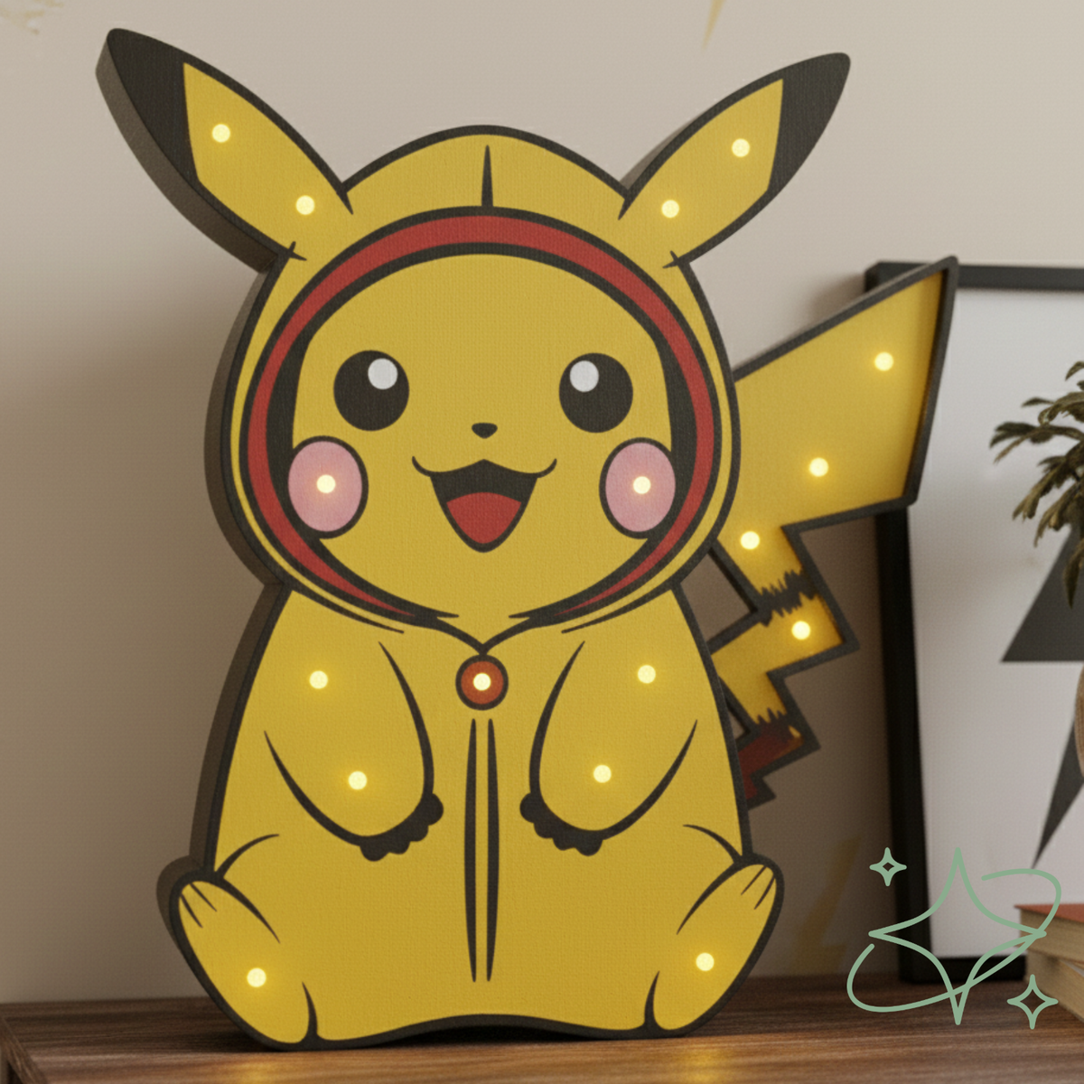 Lampada Pikachu LED da Comodino - Luce Notturna Pokémon per Bambini in MDF - AllCraftLab