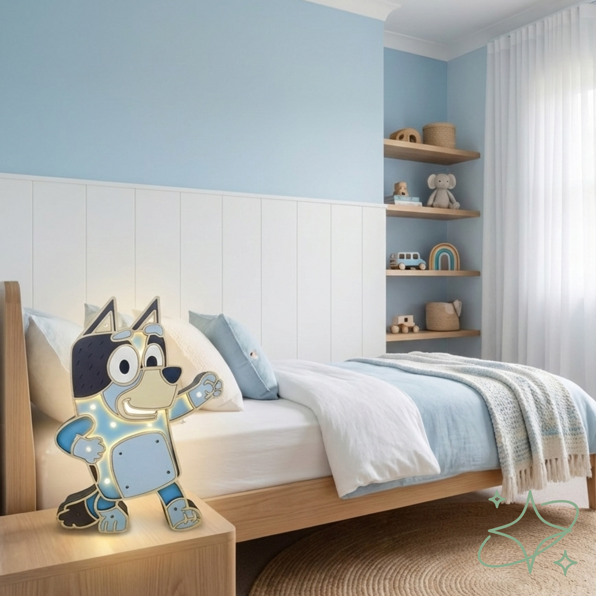 Lampada Bluey LED da Comodino - Luce Notturna Bambini in MDF - AllCraftLab