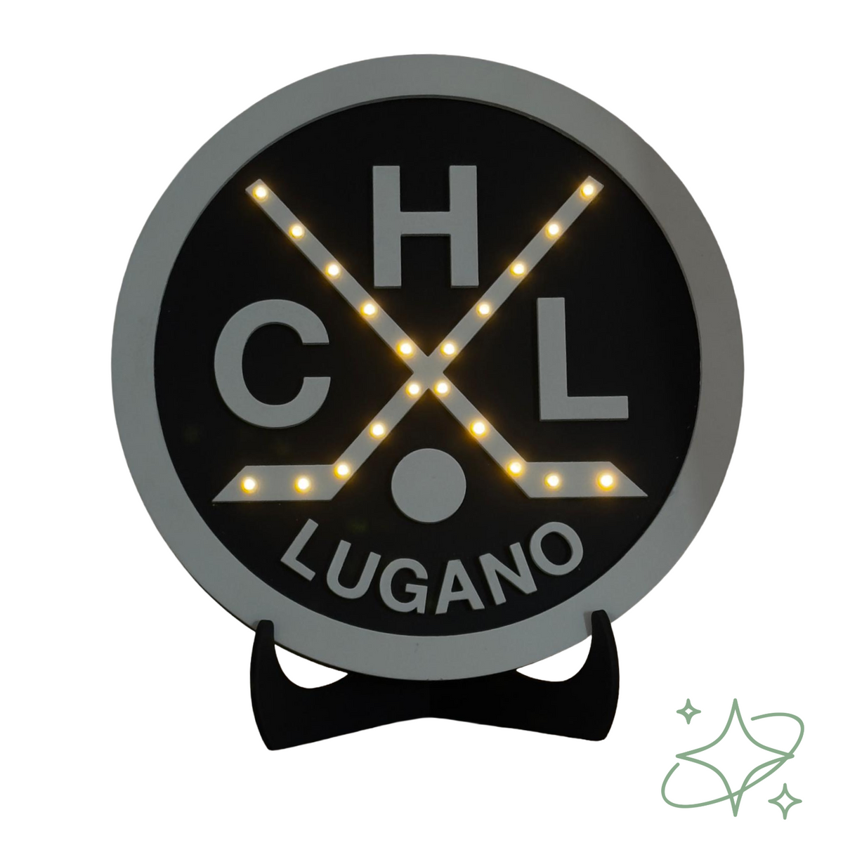 HCL Lugano LED-Lampe - Handgefertigtes Schwarz-Weiß-Nachtlicht aus MDF - AllCraftLab
