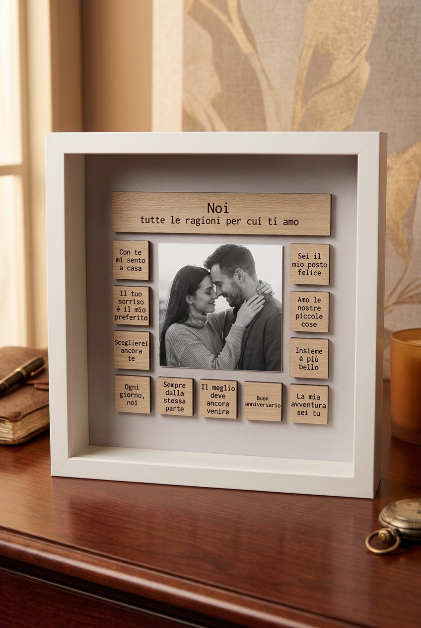 Quadro personalizzato con foto di coppia e dediche per anniversario