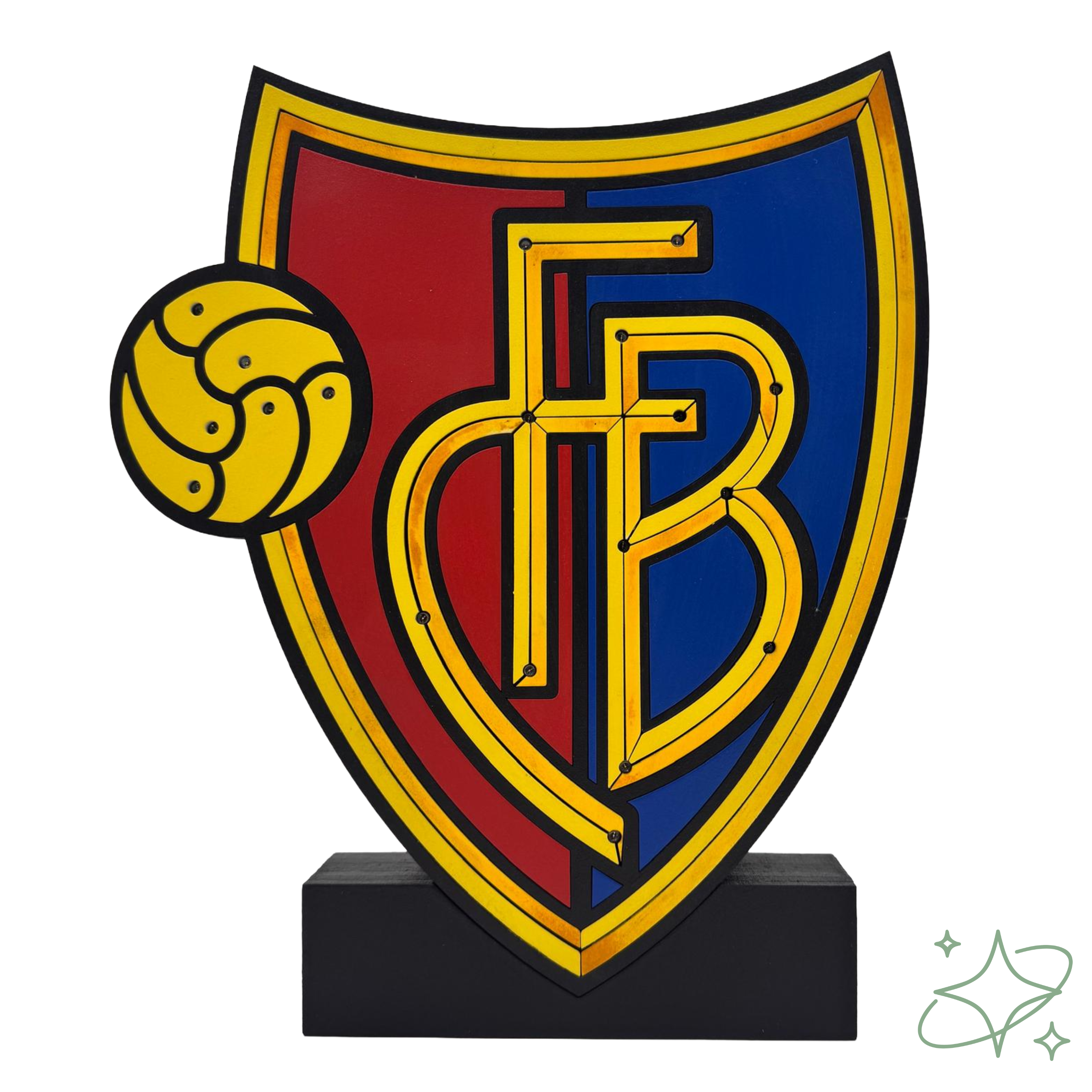 LED-Lampe Basel Fußball personalisiert – FCB-Wappen Handarbeit aus Holz AllCraftLab