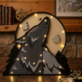 Lampada LED Artigianale Lupi nella Notte - Decorazione Natura in Legno AllCraftLab