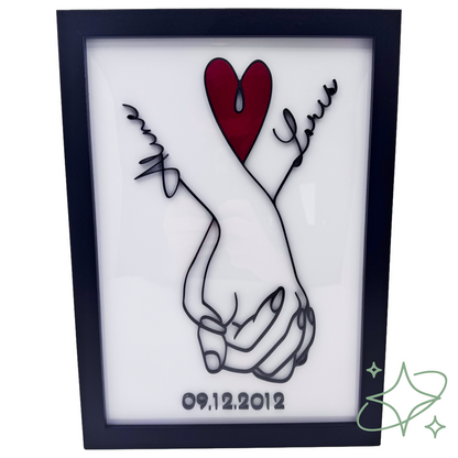 Quadro Personalizzato Amore | Mani Intrecciate con Nomi