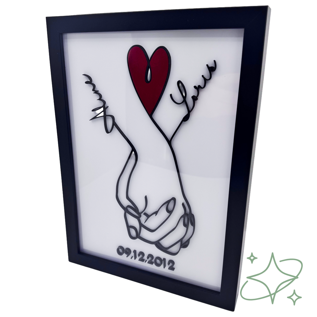 Quadro Personalizzato San Valentino | Mani Intrecciate con Nomi