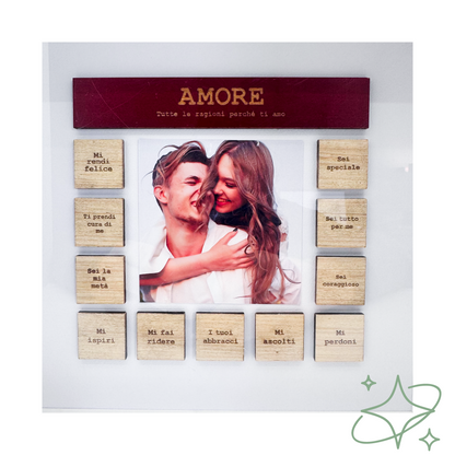 Cadre personnalisé avec photos et dédicaces | Cadeau Saint-Valentin 30×30
