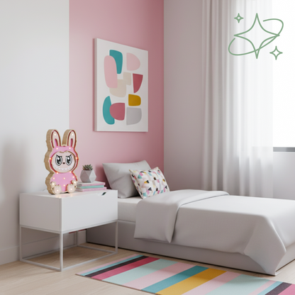 La Lampada Labubu LED da Comodino - Luce Notturna di Design in MDF - AllCraftLab