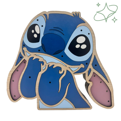 Lampada Stitch LED da Comodino - Luce Notturna Bambini in MDF - AllCraftLab