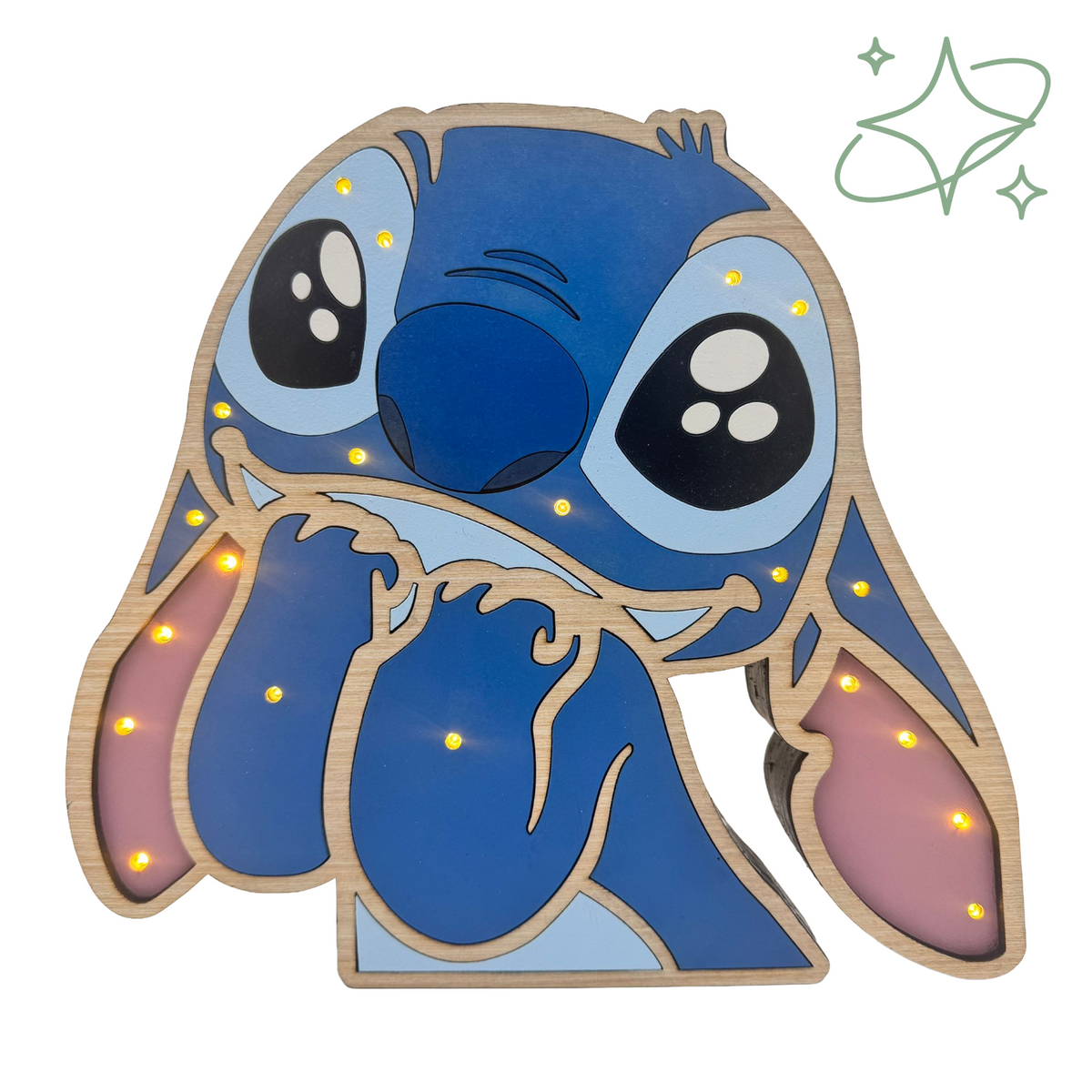 Lampada Stitch LED da Comodino - Luce Notturna Bambini in MDF - AllCraftLab