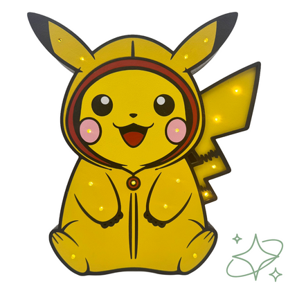 Lampada Pikachu LED da Comodino - Luce Notturna Pokémon per Bambini in MDF - AllCraftLab