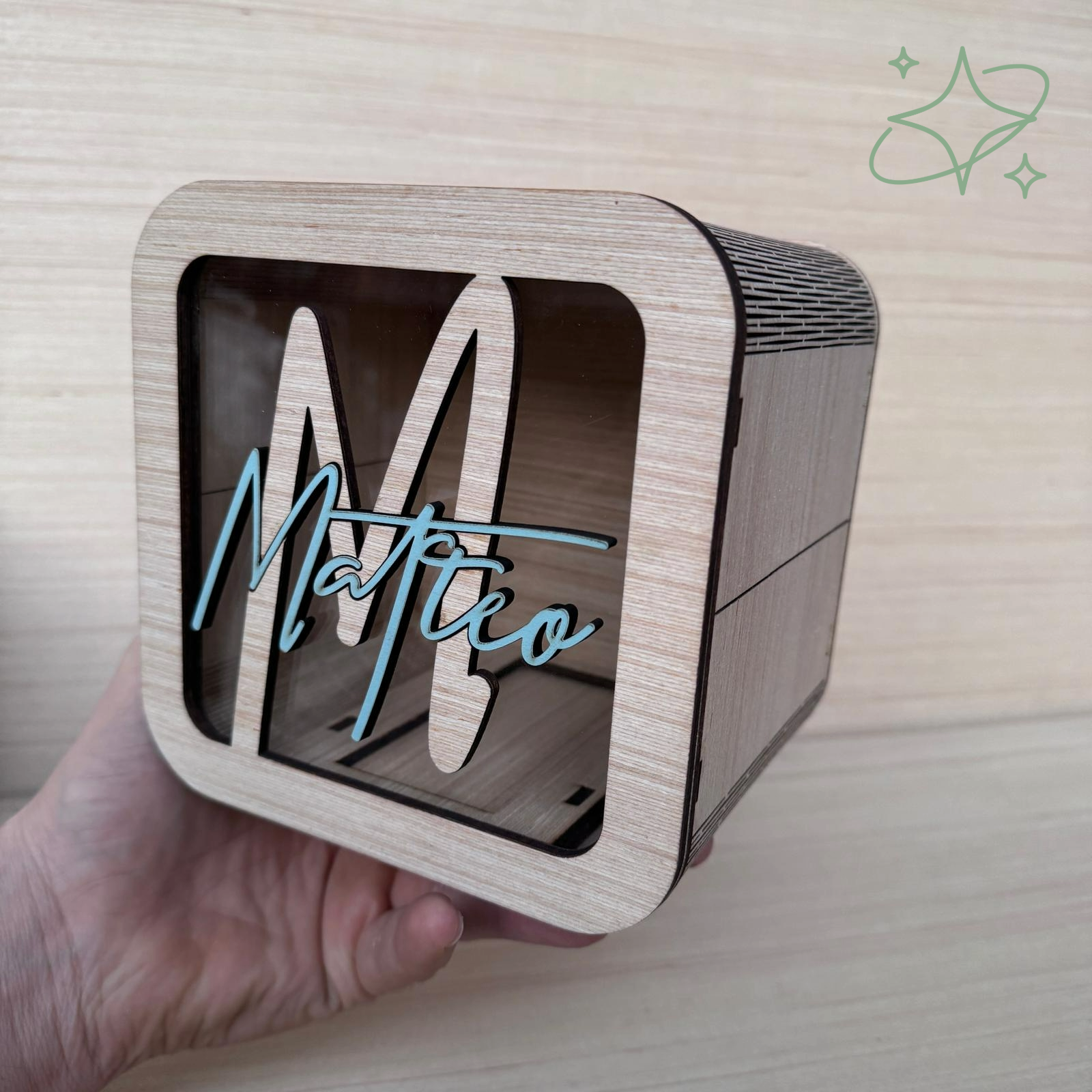 Salvadaio Personalizzato in Legno Rigatino con Nome - Idea Regalo | AllCraft