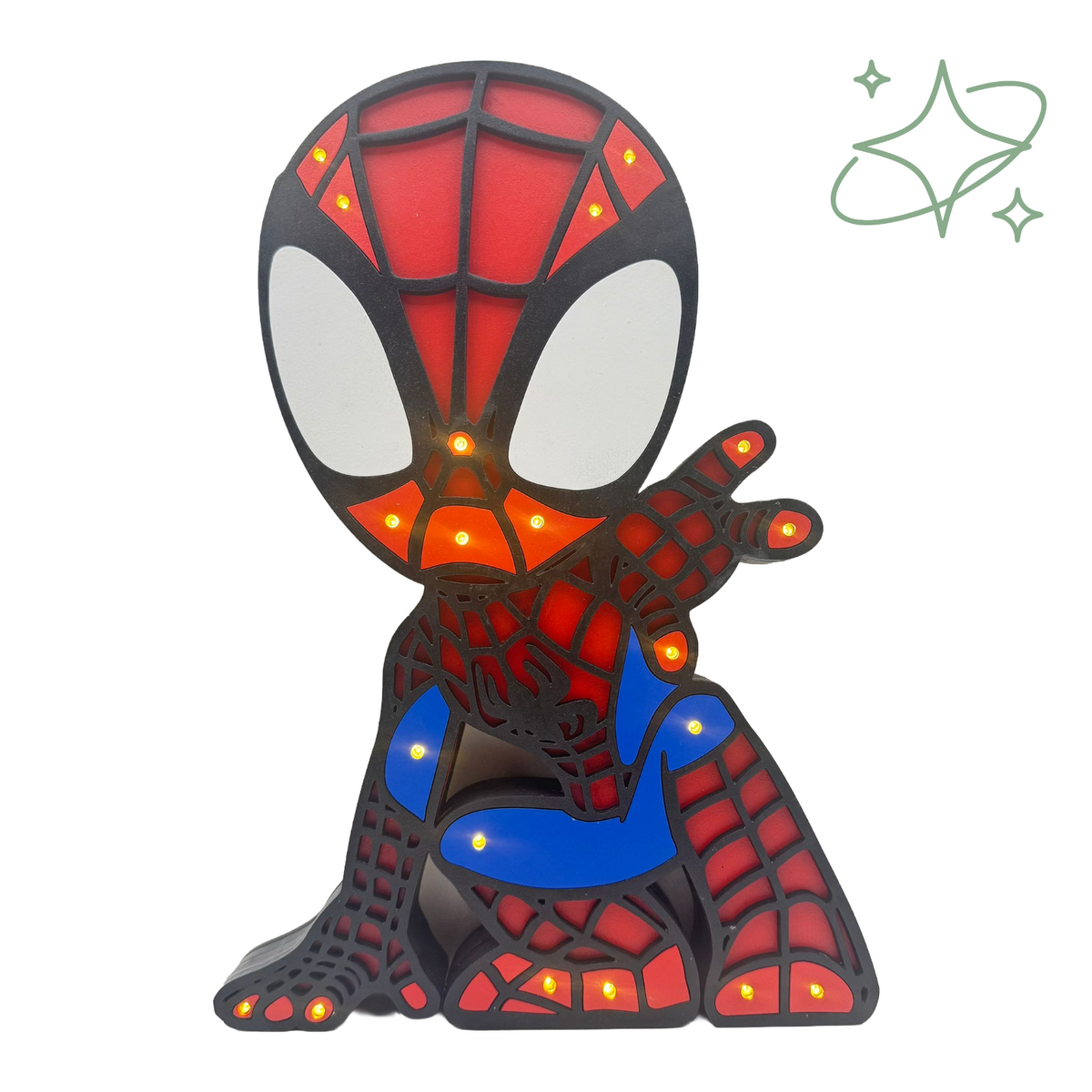 Lampada Spiderman LED da Comodino - Luce Notturna Bambini in MDF - AllCraftLab
