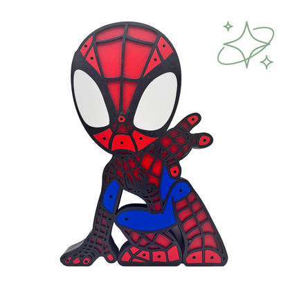 Lampada Spiderman LED da Comodino - Luce Notturna Bambini in MDF - AllCraftLab
