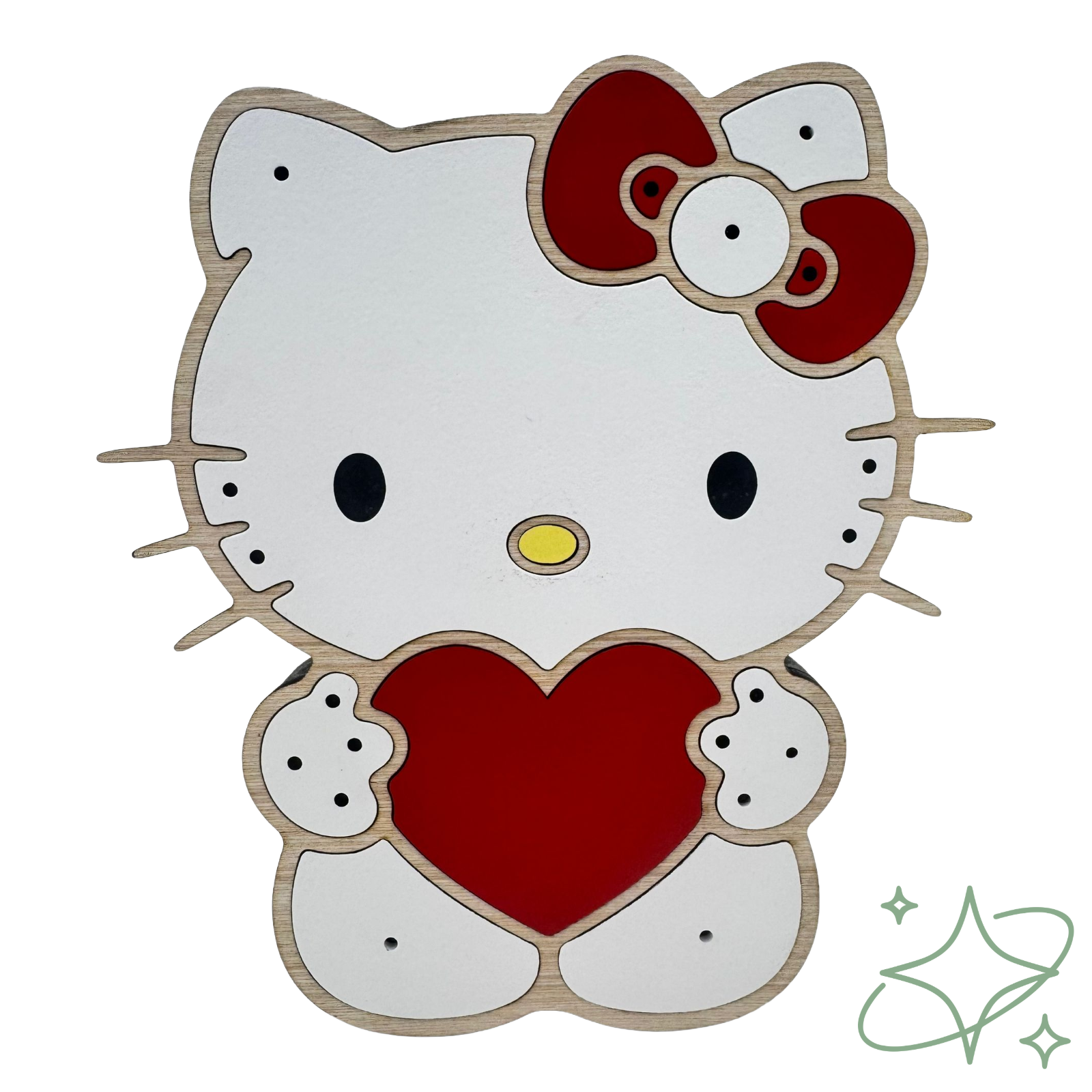 Lampada Hello Kitty Cuore in Legno Artigianale - Luce Notte | AllCraft