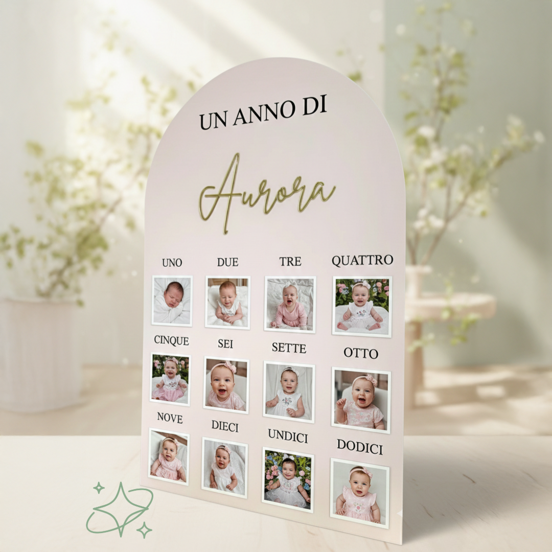 Bundle Nascita "Legno & Luce": Lampada Elefante + Pannello Primo Anno in Acrilico