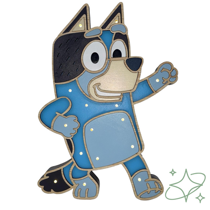 Lampada Bluey LED da Comodino - Luce Notturna Bambini in MDF - AllCraftLab