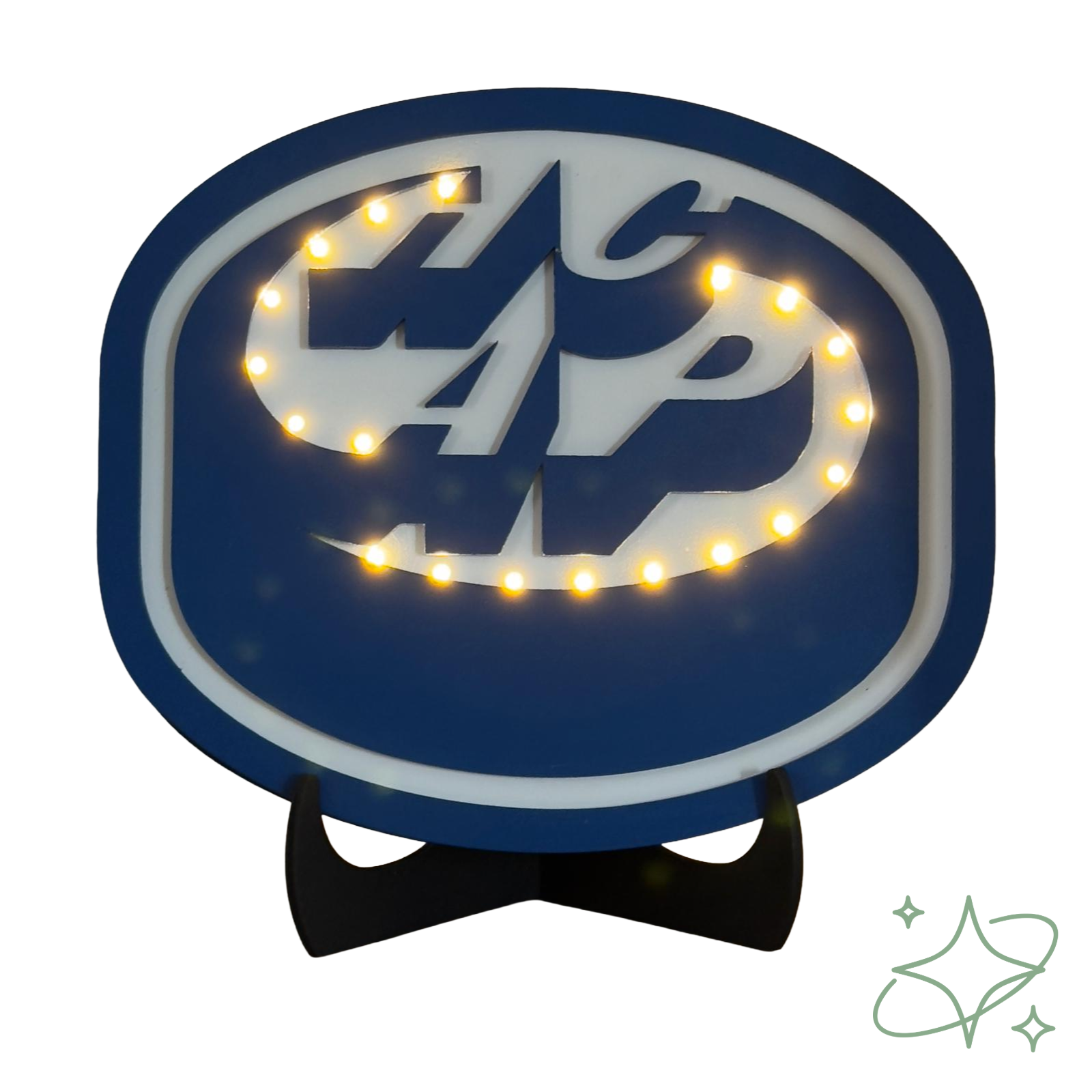 Lampada HC Ambrì-Piotta in Legno Artigianale - Luce Notte Biancoblu | AllCraft