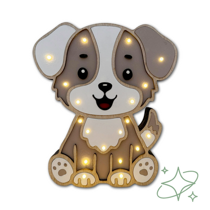 Lampada Cagnolino Luki LED - Luce Notturna Bambini in MDF - AllCraftLab