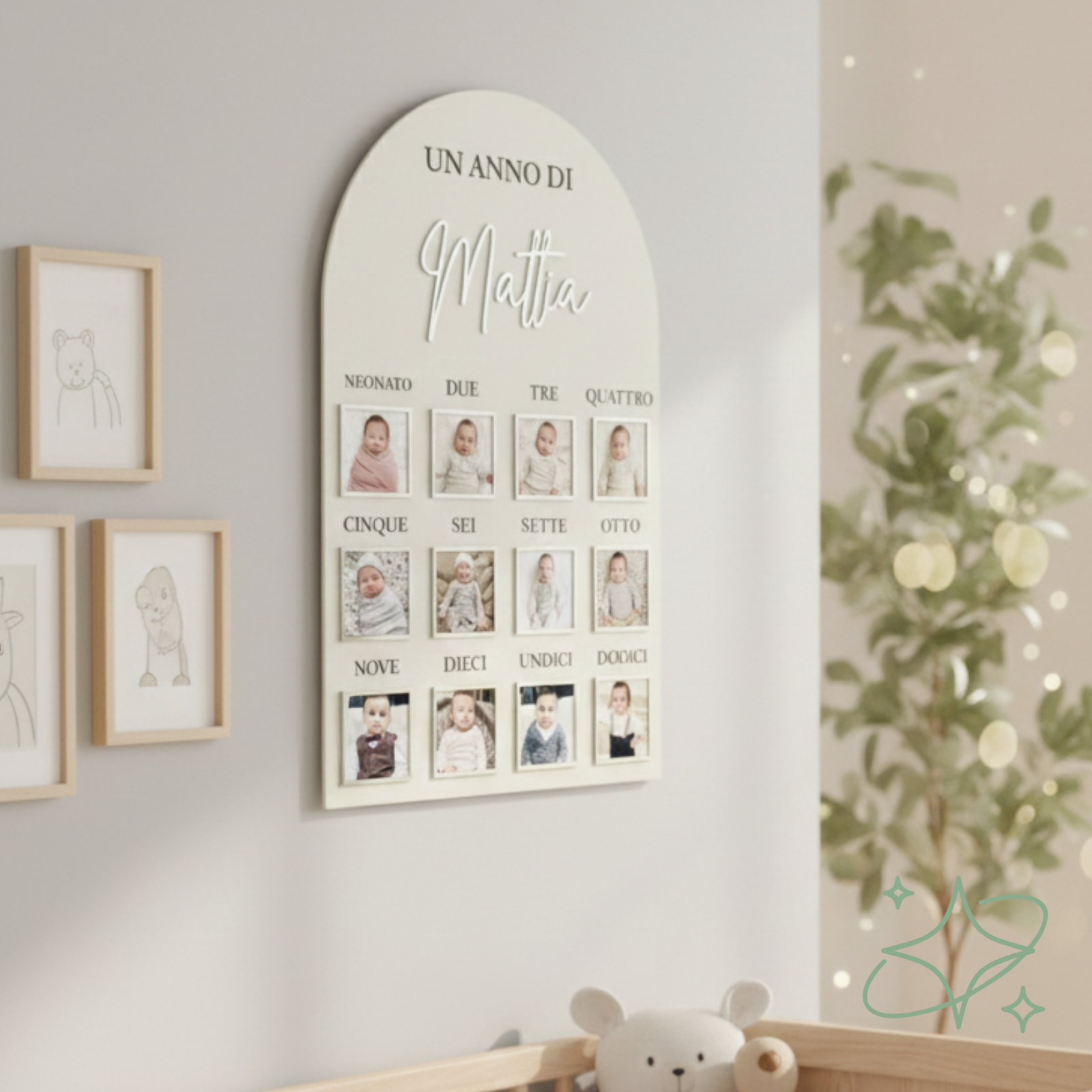 Quadro Primo Anno Personalizzato in Acrilico - Pannello Foto Nascita | AllCraft