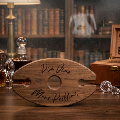 Set vino personalizzato con 2 calici incisi e wine caddy in noce