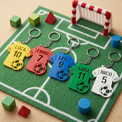 Proposta portachiavi calcio personalizzati in giallo rosso blu verde e bianco