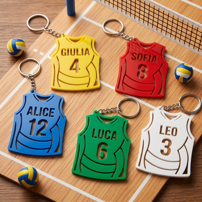 Proposta portachiavi pallavolo personalizzati in giallo rosso blu verde e bianco
